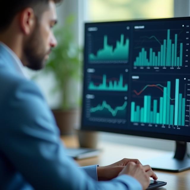 Consultant analysing diverse investment charts